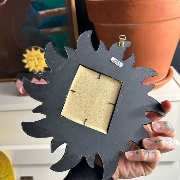 Vintage 8.5" Handpainted Blue and Gold Celestial Wall Mirror Whimsygoth - Picture 8 of 11